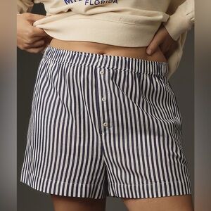 Anthropologie Navy and White Striped Women's Shorts